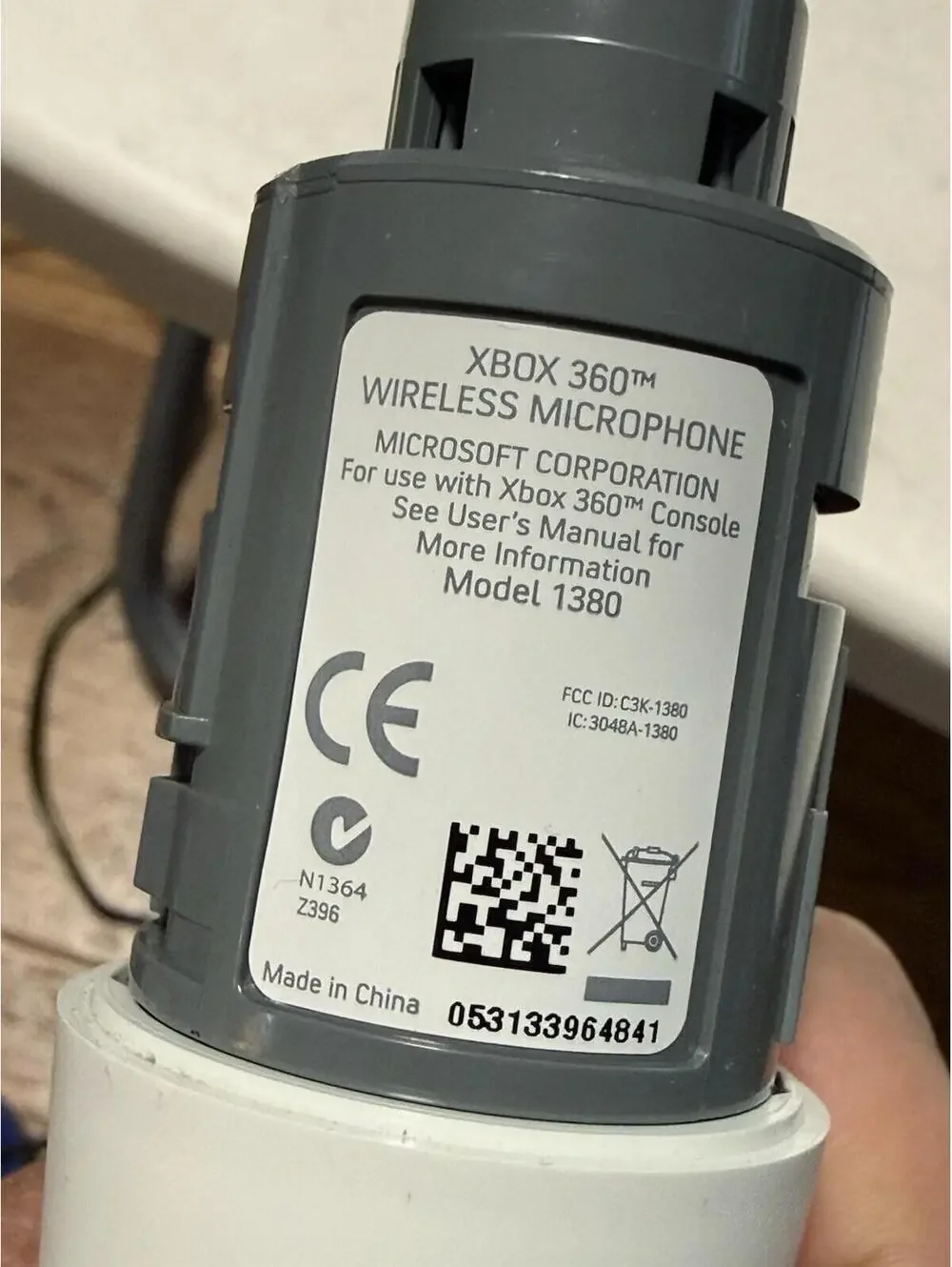 Microsoft Wireless Microphone For Xbox 360 White. Tested!! Model 1380